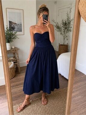 Band Of The Free | Dresses | Nwt Band Of The Free Smocked Strapless Maxi  Dress Pockets Xl Cotton | Poshmark